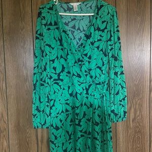 Green and navy dress